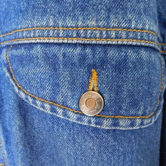 Vintage FILA Denim Jacket Adult M USA Made Rare 90s Jean Button Up Faded Casual